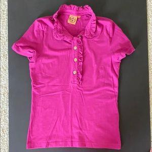 Tory Burch raspberry color ruffle polo